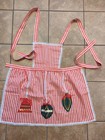 Vintage Handmade Women s Apron Christmas Stripes With Mcm Ornaments Design 