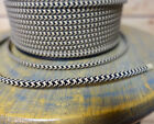 Black tan 2-wire Flat Cloth Covered Cord  18ga  Vintage Style Lamps Nylon Fabric
