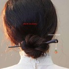 Solid 925 Sterling Silver Hairpin Natural White Chalcedony Chinese Hair Pin
