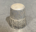 Antique Simons Bros Sterling Silver Thimble Size 7 Floral W  Monogram Tf C1890s