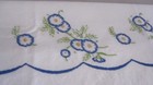 Fieldcrest Luxury Pillowcase Embroidered Blue Flowers Standard Size White Ultra