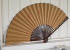 Vintage Large Japanese Folding Fan Wall Decor Hand Painted Cranes Gold 45   
