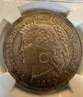 Peru 1880-b Bf Silver 5 Pesetas No Dot Ngc Au-55 