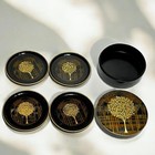 Hand Crafted Otagiri Vtg  Japan Coaster Lacquer Set Of 4   Container Asian Pics 