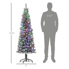 Homcom 6 Ft Pencil Christmas Tree  Pre-lit Xmas Tree W  Dual Color Lights