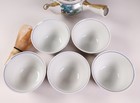 Japanese Kutani Ware Pottery Tea Set Teapot   5 Teacups 3 43inch Gold Floral