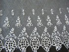 Antique French Trim Valenciennes Mesh  Lace Embroidered Florets Over 3y By 6 