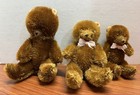Vintage Trio Of Teddy Bear Miniatures Jointed Mohair Plush Schuco Steiff German