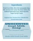 Goat Milk Soap Bar Unscented Sensitive Dry Skin Face Body Cleanser 5oz