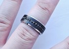 Silver Ring With Black Onyx Stones   Gothic Wedding Band Jewelry Gift