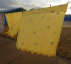 Vtg 1950-60 Curtains    3 Pcs Starburst Yellow Lurex Original Custom Shower Window