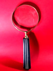 Vintage Desk Magnifying Glass Bakelite Handle Polished Brass Rim 6 3 8ths 