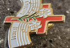 Vintage Amazing Grace Music Notes Lillies Cross Lapel Pin Religious Christian