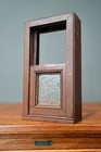 Antique Salesman Sample Window Slag Glass Hardware Vintage Wood Display