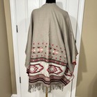American Eagle Outfitters Aztec Southwestern Print Fringe Poncho Shawl One Size