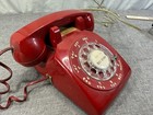 Vintage Red Rotary Dial Telephone Western Electric Bell System Phone Model 500