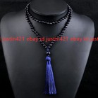 6 8 10mm Blue Sandstone Gemstone 108 Prayer Beads Tibet Buddhist Mala Necklace