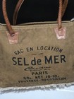 Sel De Mer Brown Cream Canvas Tote Handbag Top Zip 10  13 Casual Shopping Hip Ec
