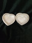 Vintage Silver Tone  metal Heart Shaped Jewelry Trinket Box