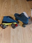 Blue Denim Orange Sewing Vintage Roller Skates  Sz 9