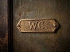 Solid Brass  wc  Door Sign Vintage Antique Victorian Cast Metal Plaque Embossed
