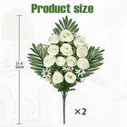 Hollyone Artificial Cemetery Flowers For Grave  Set Of 2 Silk White Faux Rose   
