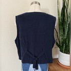 Vintage Navy Corduroy Fall Embroidered Vest Fall Pumpkin Leaves Birdhouse Large