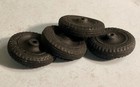 4 Nos Vintage Black Rubber Tread Toy Tires   Wheels  7 8    Od  1 16  Axle Hole