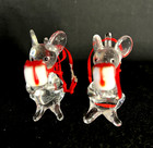 Vintage Blown Glass Mouse Holding Gift Christmas Ornaments George Goods 2  X 1 5