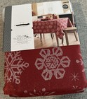 Christmas Threshold Red Jacquard With Snowflakes 60x104 Oblong Tablecloth New