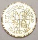 1995 Iceland Icelandic 100 Kronur Quartered Design Lumpfish Coin Xf