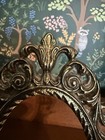 Vintage Victorian Ornate Brass Standing Double Oval Two 2 Picture Frame Metal
