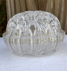 Vintage Clear Glass Heavy Flower Frog French High Dome 19 Holes Made In France