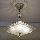130b Antique vtg 1930 s 40 s Ceiling Light Lamp Fixture Glass Shade Chandelier