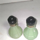 Vintage 1940s Jeannette Jadeite Glass Salt And Pepper Shakers b1 