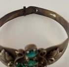 Antique Victorian 1870  Bracelet Gold Filled W  Green Glass Crystals 1 Missing