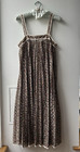 Vtg  1960   1970   s Sheer Floral Brown Pleated Dress With Ruffle Shawl Sz 9 