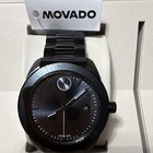 Movado Men s Black Stainless Steel Analog Quartz Wristwatch  Date  42mm  Box