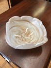 Vintage Mid Century Modern Murano Art Glass Bowl Gold Swirl  Centerpiece