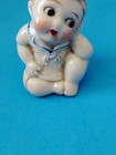 Vtg Ceramic Rosy Cheeked Boy With Green Cap Pin Cushion Needle Holder Japan