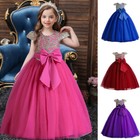 Bowknot Kids Wedding Long Tutu Dress Prom Gown Flower Girls Pageant Bridesmaid