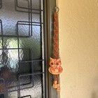Mcm Ceramic Owl  Macrame Hanger 1970s Garden Art Piece 30    Long