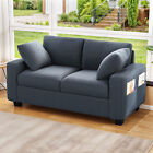 60 Inch 2-seater Velvet Loveseat Sofa Fabric Couch With 2 Pillow For Living Room