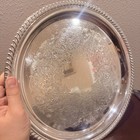 Wm  Rogers   Son Silverplate Floral Victorian Round Platter Serving Tray 12in