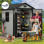6x4 4 Ft Resin Storage Shed With Fence-style And Side Windows  Lockable Door  An