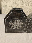 Vtg Granite  Bookends Inlaid Solid 5 5x4 5 