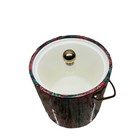 Vtg Christmas Red Green Poinsettias Insulated Ice Bucket Brass Handle Mcm 70s