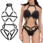 Women Leather Body Harness Straps Bondage Belt Bodysuit Lingerie Costume Bdsm