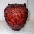 1950   s Hand Woven Owl Hidden Trinket Basket Made In Shanghai China