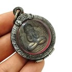 Phra Pidta Lp Kaew Kesaro Old Silver Case Pendant Talisman Thai Buddha Amulet